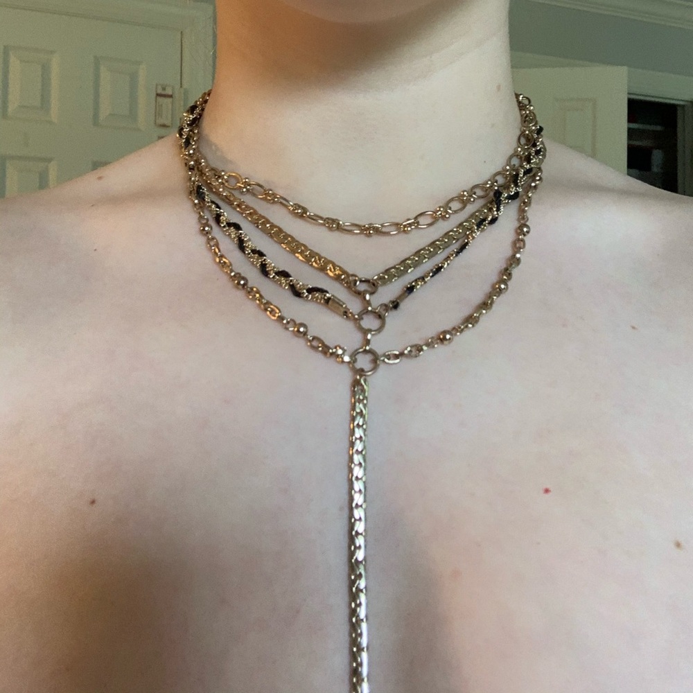 Free People black and gold layered necklace